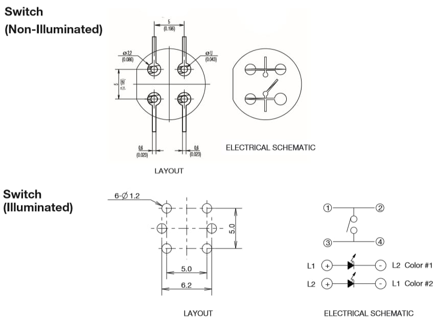 C&K Switches D6 SPST瞬时按键开关